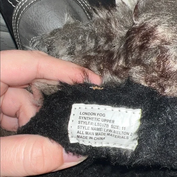 London Fog Black and Gray Winter Boots with Faux Fur - Picture 13 of 14